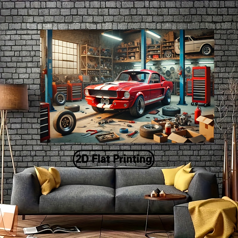 Classic Car Garage Workshop Ba - Auto Repair Shop Background recension och pris