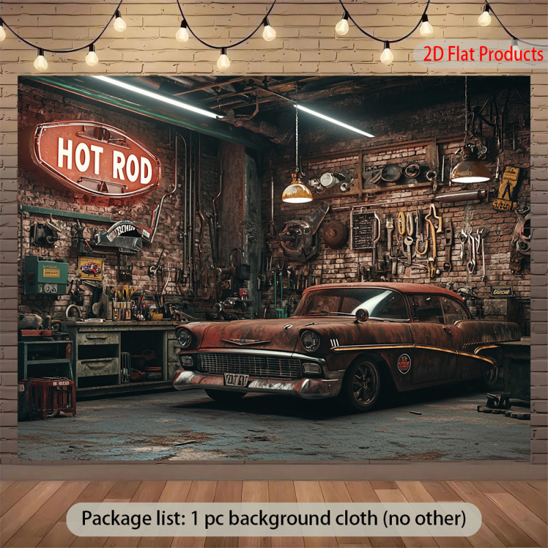 1Vintage Car Garage Banner Bac - Auto Repair Shop Background recension och pris