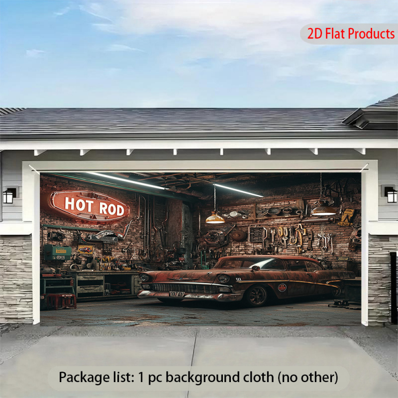 1Vintage Car Garage Banner Bac - Auto Repair Shop Background recension och pris